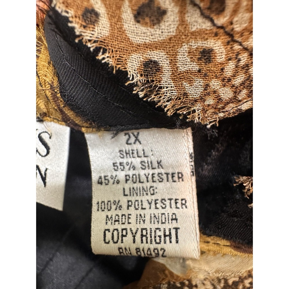 Tantrums Collection 2X Silk Blend Textured Button Jacket Distressed Animal Print - Picture 5 of 7